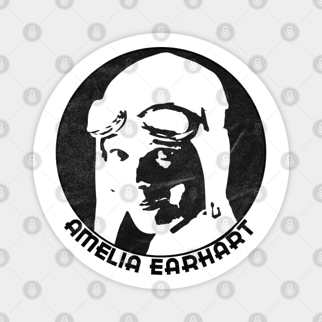 Amelia Earhart - 20th Century Icon (Black Print) Magnet by RCDBerlin